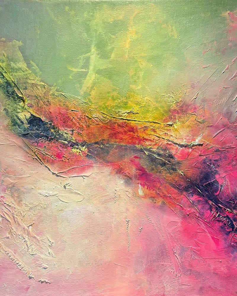 Abstract pink green at Woo W low