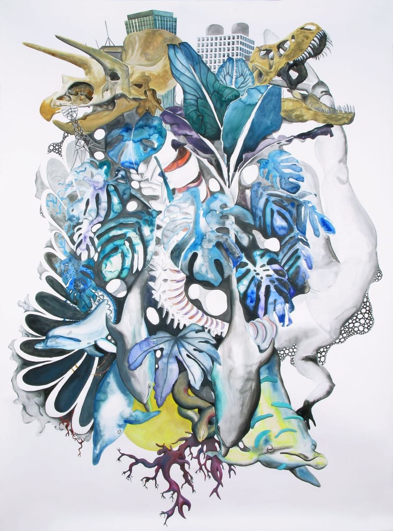 Dolphins in Venice, 183 x 135 cm