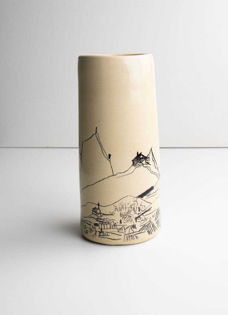 ceramic // mountain drawing