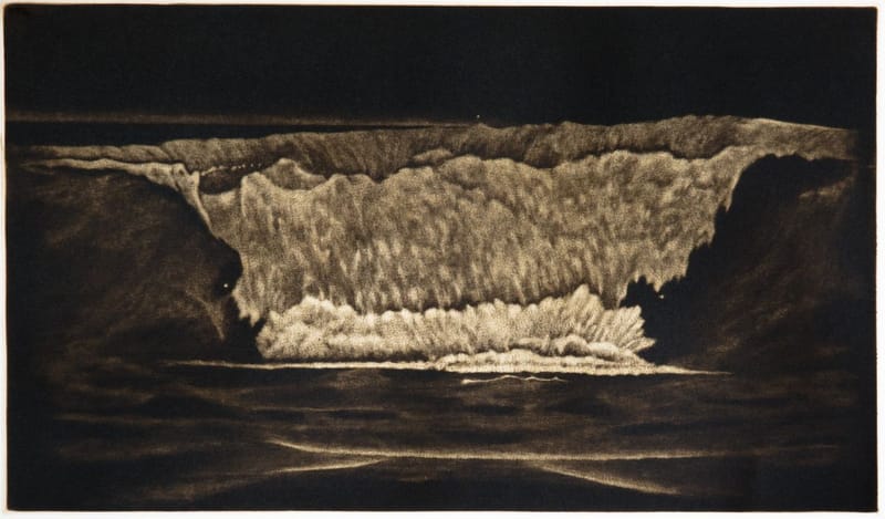 23.20 Tuimelend water 24 x 42cm  mezzotint