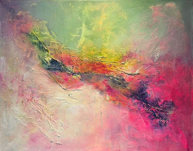 Abstract pink green at Woo W low