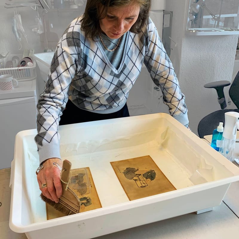 restauratie Japanse tekeningen