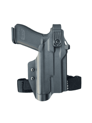 Light Bearing Level 2 Duty Holster DARA HOLSTERS Springfield Armory ECHELON 4.5F mit Gewindelauf mit Streamlight TLR-1 / TLR-1 HL - Regular Hood - Rechtshand - Set mit Beingurt