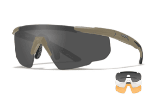 Schutzbrillen-Set WILEY X SABER ADVANCED - Gläser: Grau/Klar/Helles Orange - Gestell: Matt Tan