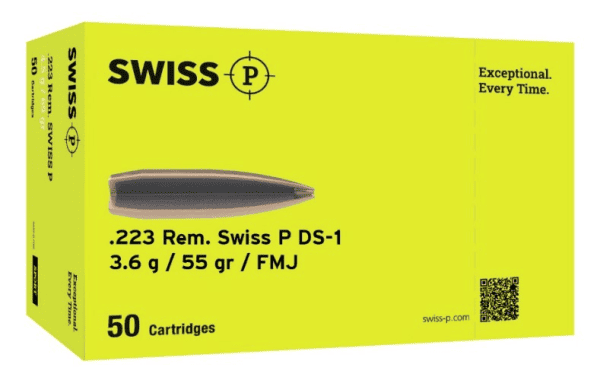 Büchsenpatrone SWISS P DS-1 FMJ 3.6 g / 55 gr .223 Rem. - VE 50 Schuss, Bild 1