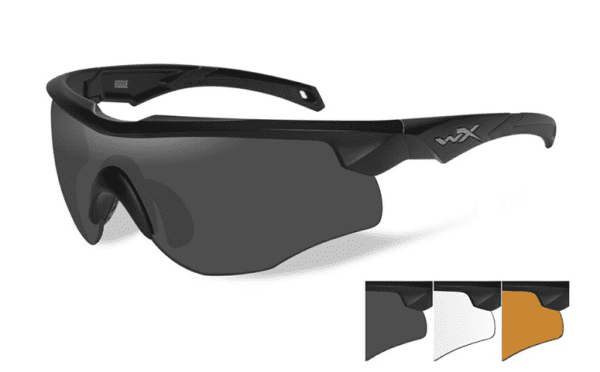 Schutzbrillen-Set WILEY X ROGUE COMM - Gläser: Grau/Klar/Helles Orange - Gestell: Matt Schwarz, Bild 1