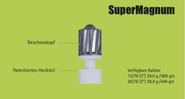 Flintenlaufpatrone Brenneke SuperMagnum 39.0g 600grs 12/76 - VE 5 Schuss, Bild 2