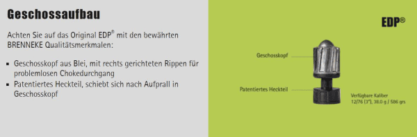 Flintenlaufpatrone Brenneke EDP® Extra Deep Penetration Magnum 38.0g 12/76 - VE 5 Schuss, Bild 2