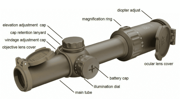 Zielfernrohr Armament Technology Inc SAI Optics Mod. SAI 6, 1-6×24 - 5.56 Nato Ballistic Reticle - Coyote , Bild 6