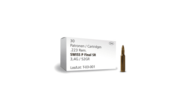 Büchsenpatrone SWISS P Final SR 3.4 g / 52 gr JHP .223 Rem. - VE 30 Schuss, Bild 1