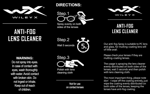 Anti-Beschlag Brillenreiniger WILEY X - 25-ml-Flasche mit Reinigungstuch, Bild 2