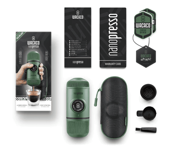 Tragbare Espressomaschine WACACO Nanopresso moss green inkl. Case, Bild 4