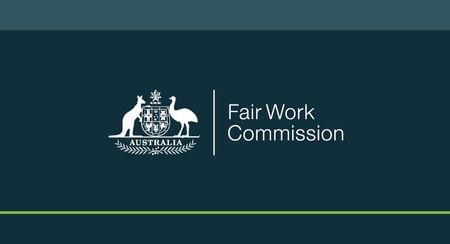 Black and white Fair Work Commission logo with Australian Government crest on the left