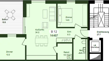 Neubauwohnung mit Panoramafenstern und gedecktem Balkon
