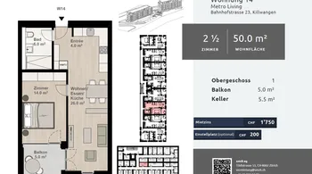 VORANKÜNDIGUNG: 2.5-Zimmer-Wohnung mit Balkon - mieten in Killwangen