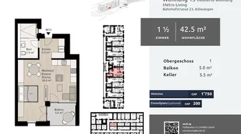 1.5-Zimmer Neubau mit Balkon - Metro Living, Killwangen