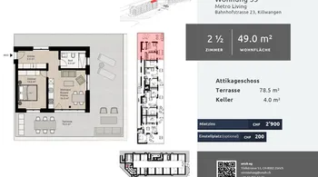 2.5-Zi.-Attika mit 78.5 m² Terrasse - urban wohnen, Killwangen