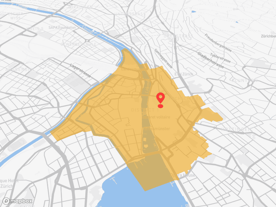 Zürich Altstadt mit dichtem ÖV-Netz