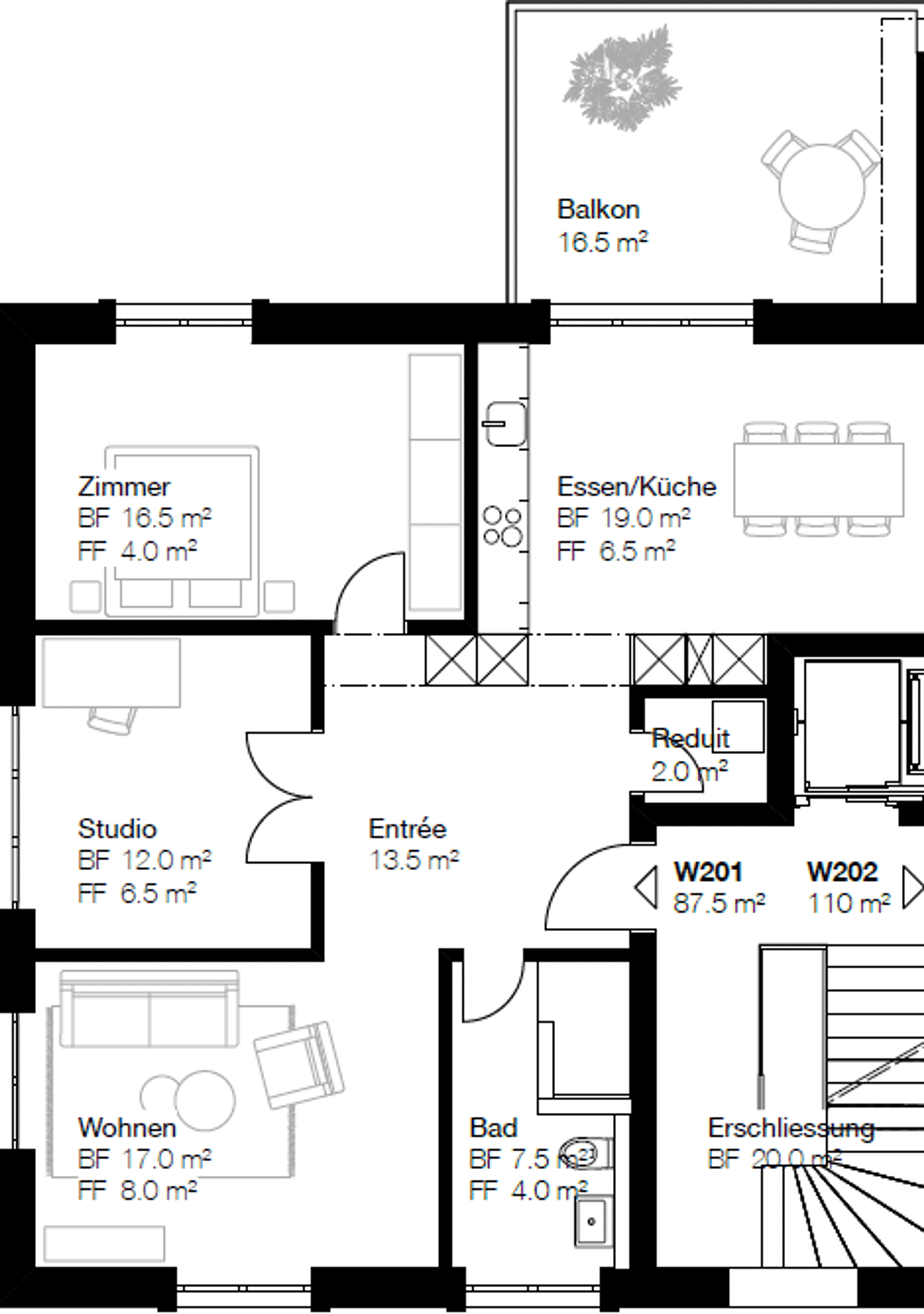 Moderne 3.5-Zimmer-Wohnung mit Balkon (W201) - 4