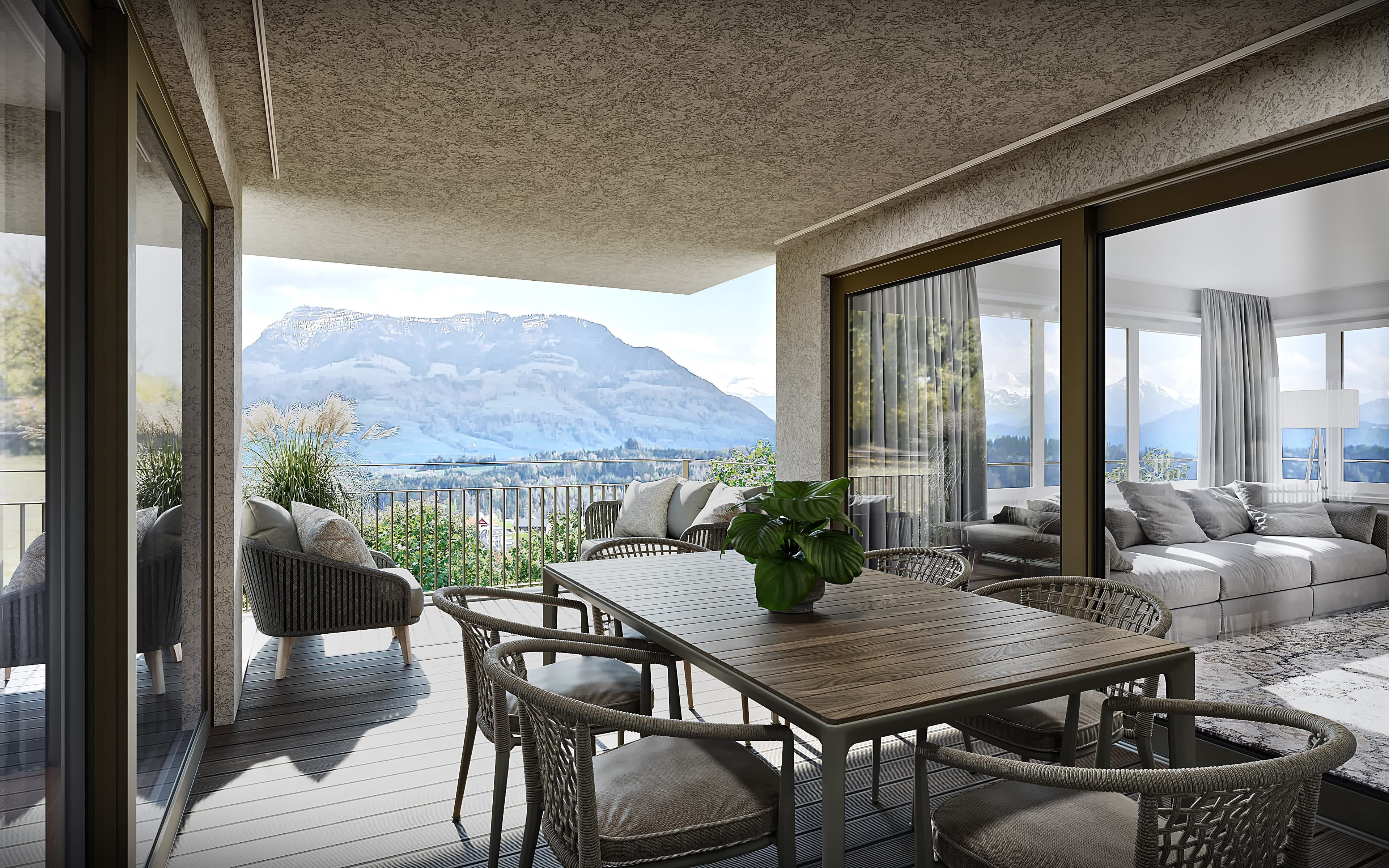 Exklusive 4.5-Zimmer Attikawohnung in Udligenswil mit Alpensicht - 1