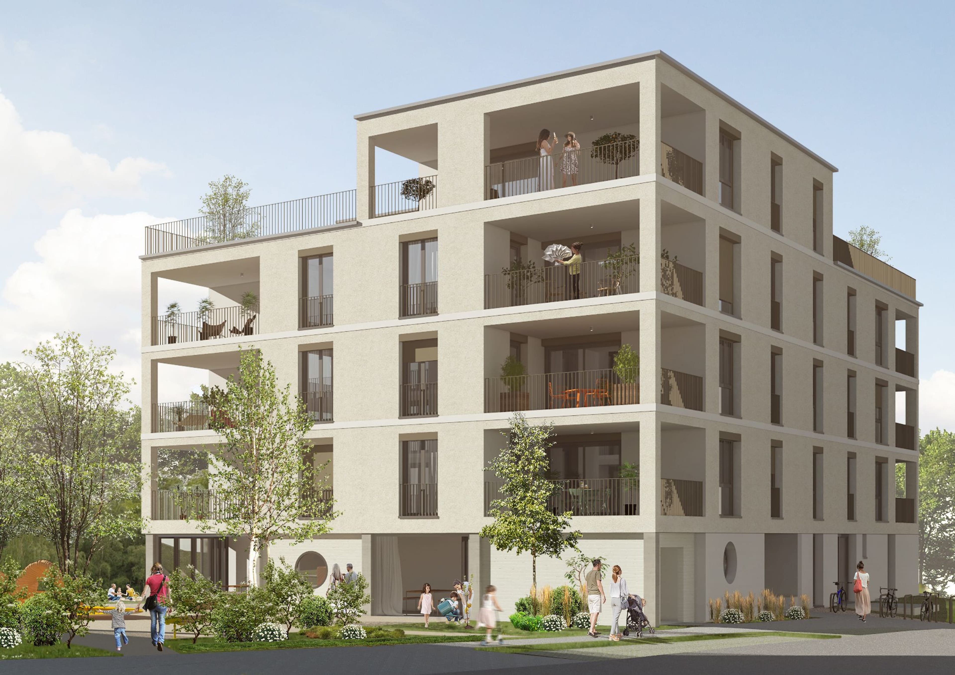 Neubauwohnung mit Panoramafenstern und gedecktem Balkon - 1