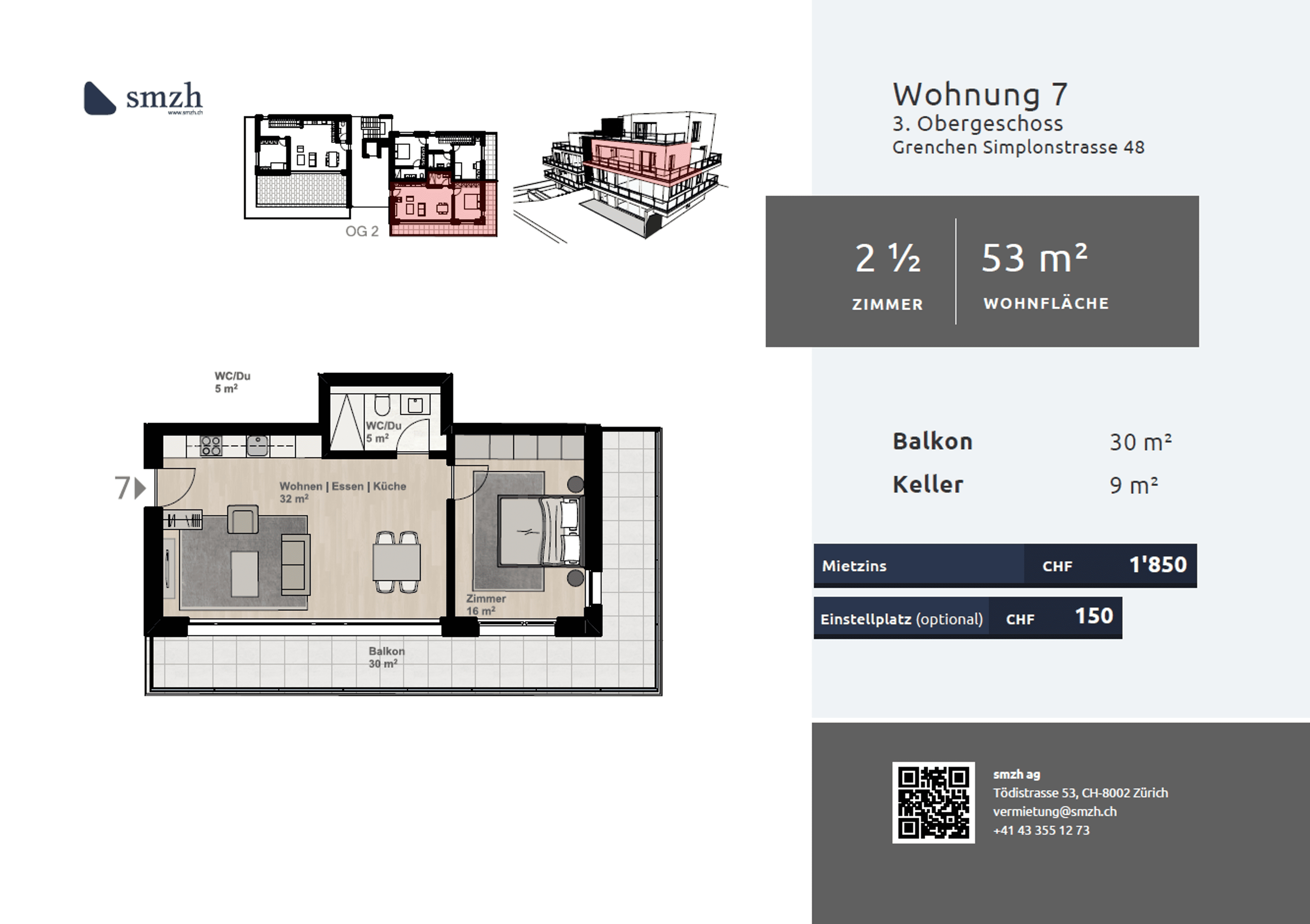 2.5-Zimmer-Stadtwohnung mit grossem Balkon in Grenchen - Bild 2