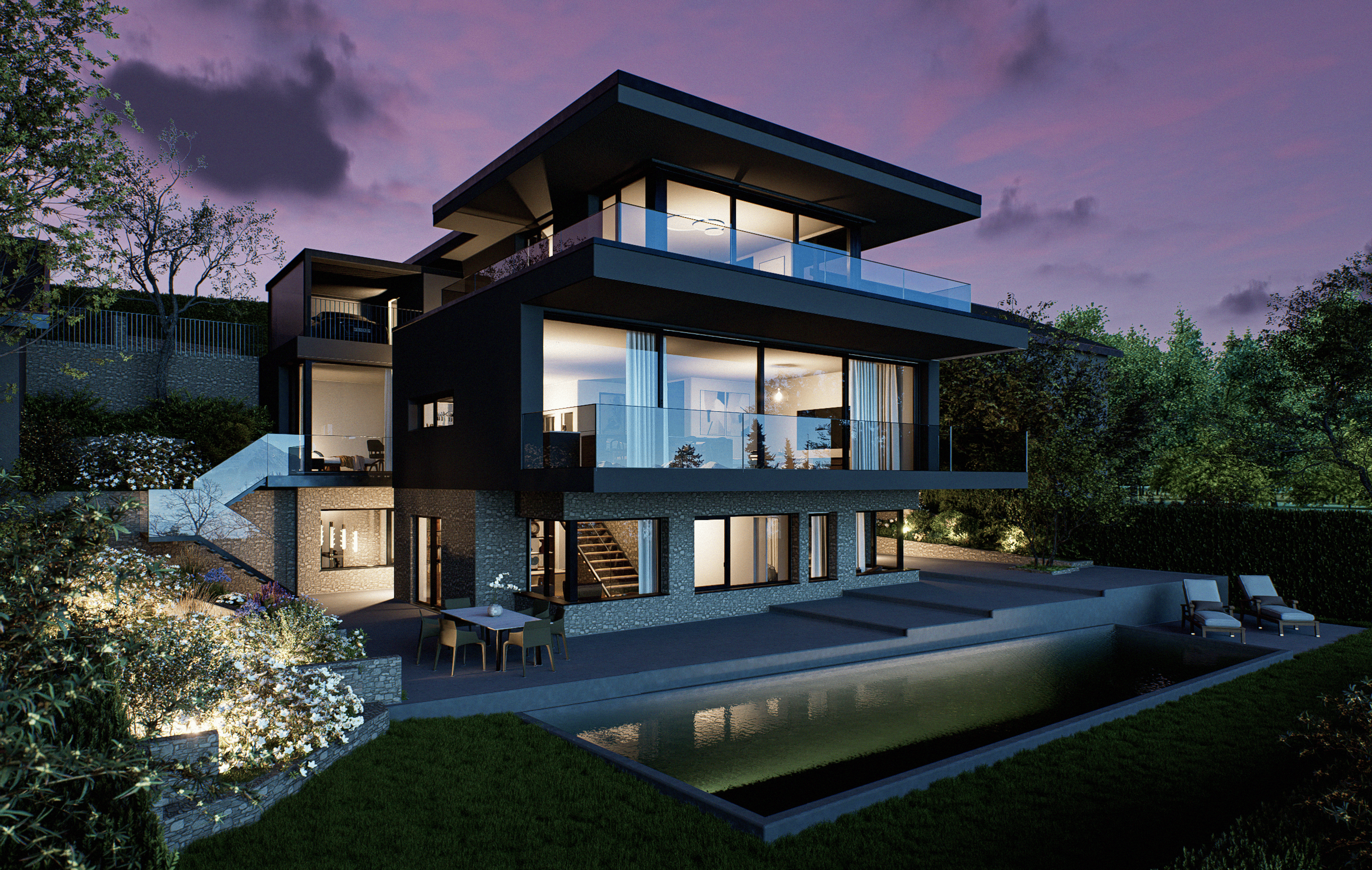 6.5-Zimmer-Villa mit Panoramasicht & Pool in Hünibach - Bild 1