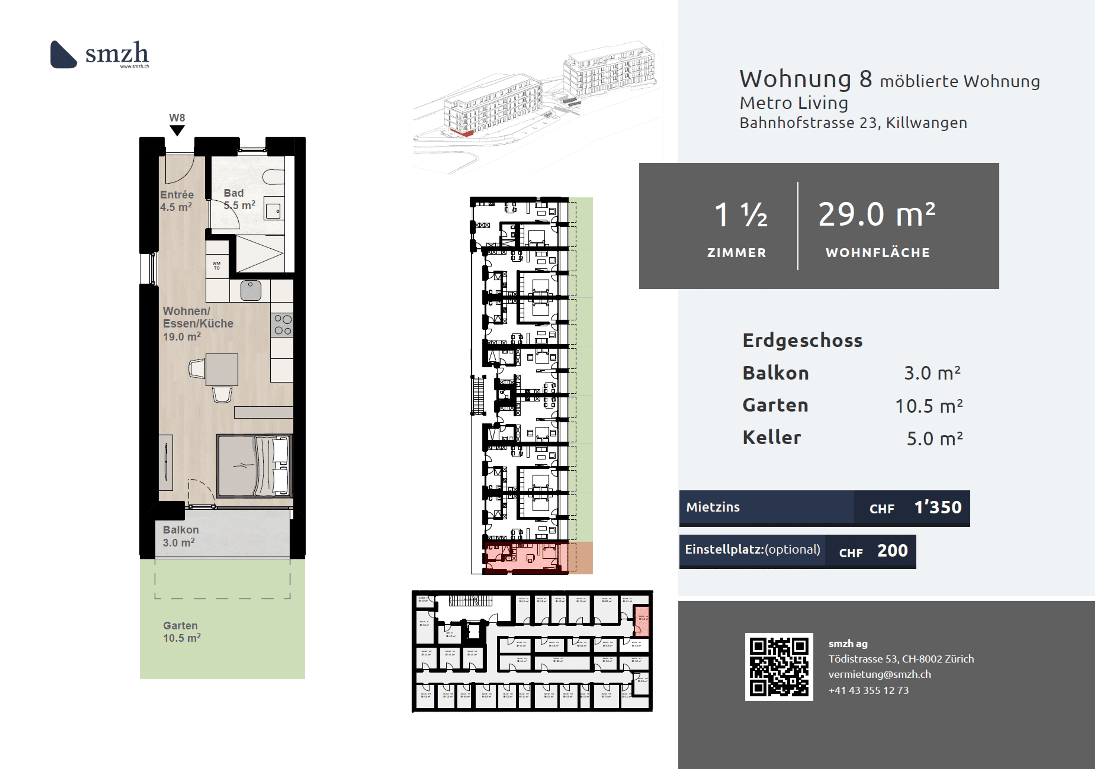 1.5-Zimmer-Gartenstudio mit Balkon - urban wohnen in Killwangen - 2