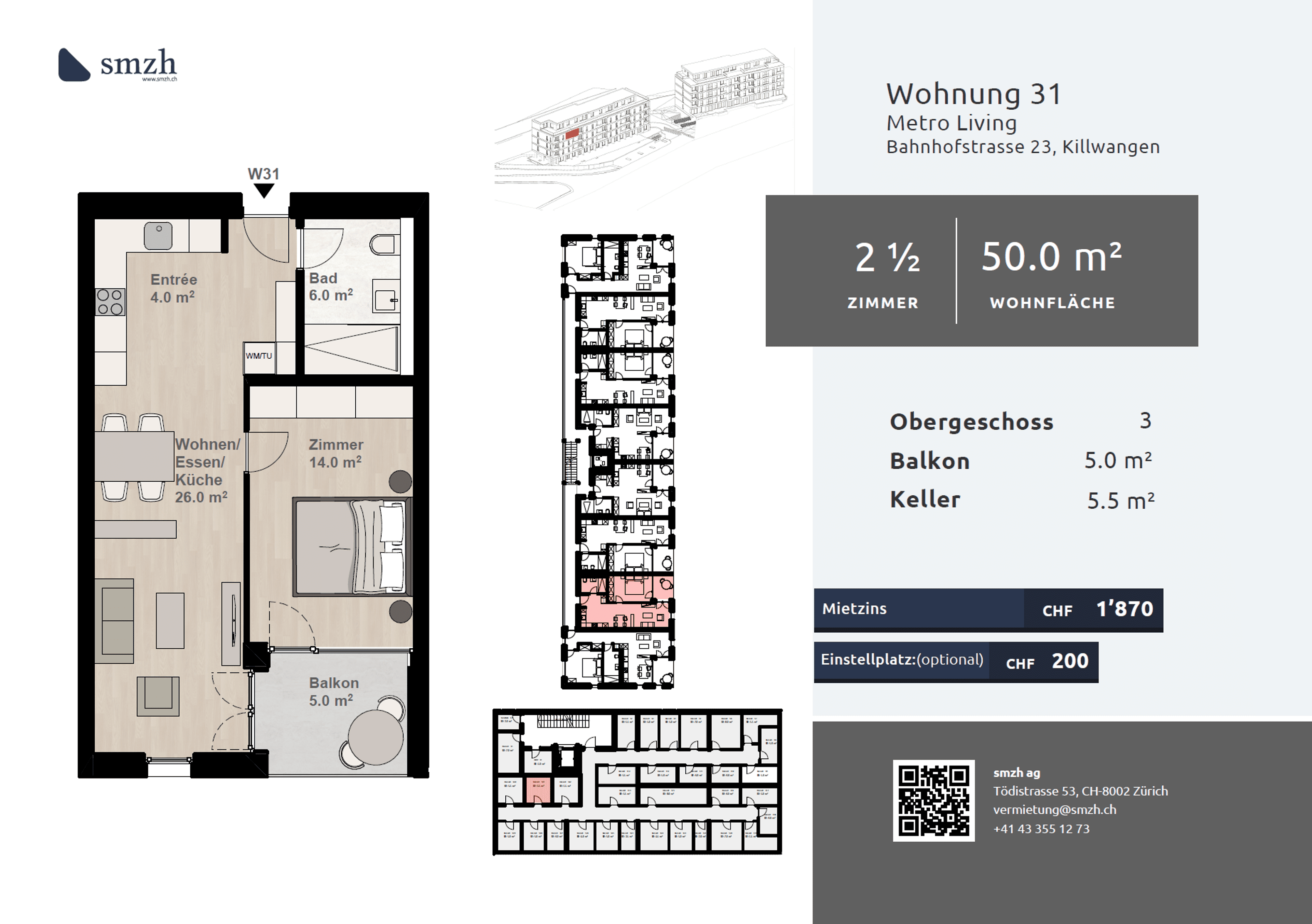 2.5-Zimmer Neubau mit Balkon - urban mieten in Killwangen - 2