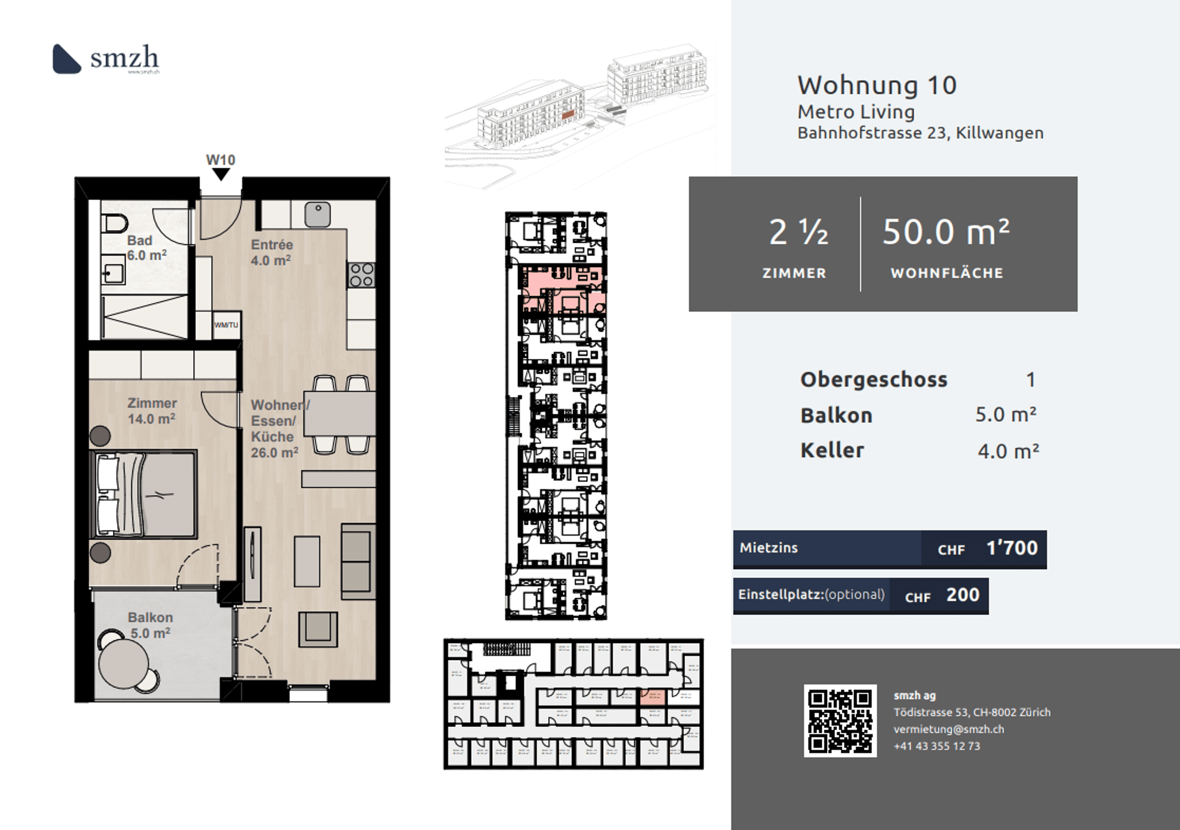 2.5-Zi.-Wohnung mit Balkon - direkt am Bahnhof Killwangen - 2