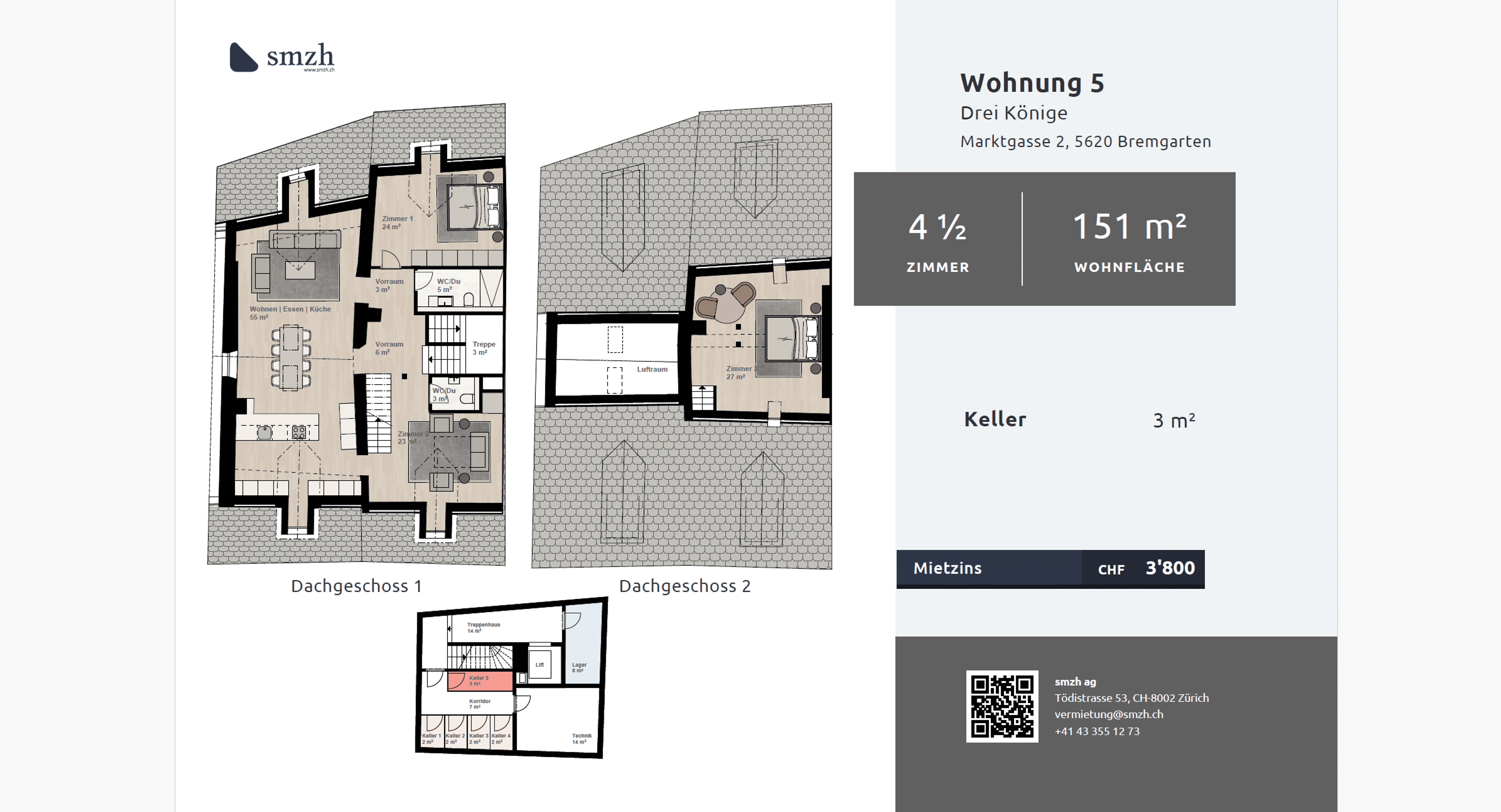 Charmante 4.5-Zimmer Attika im Herzen von Bremgarten - Bild 2