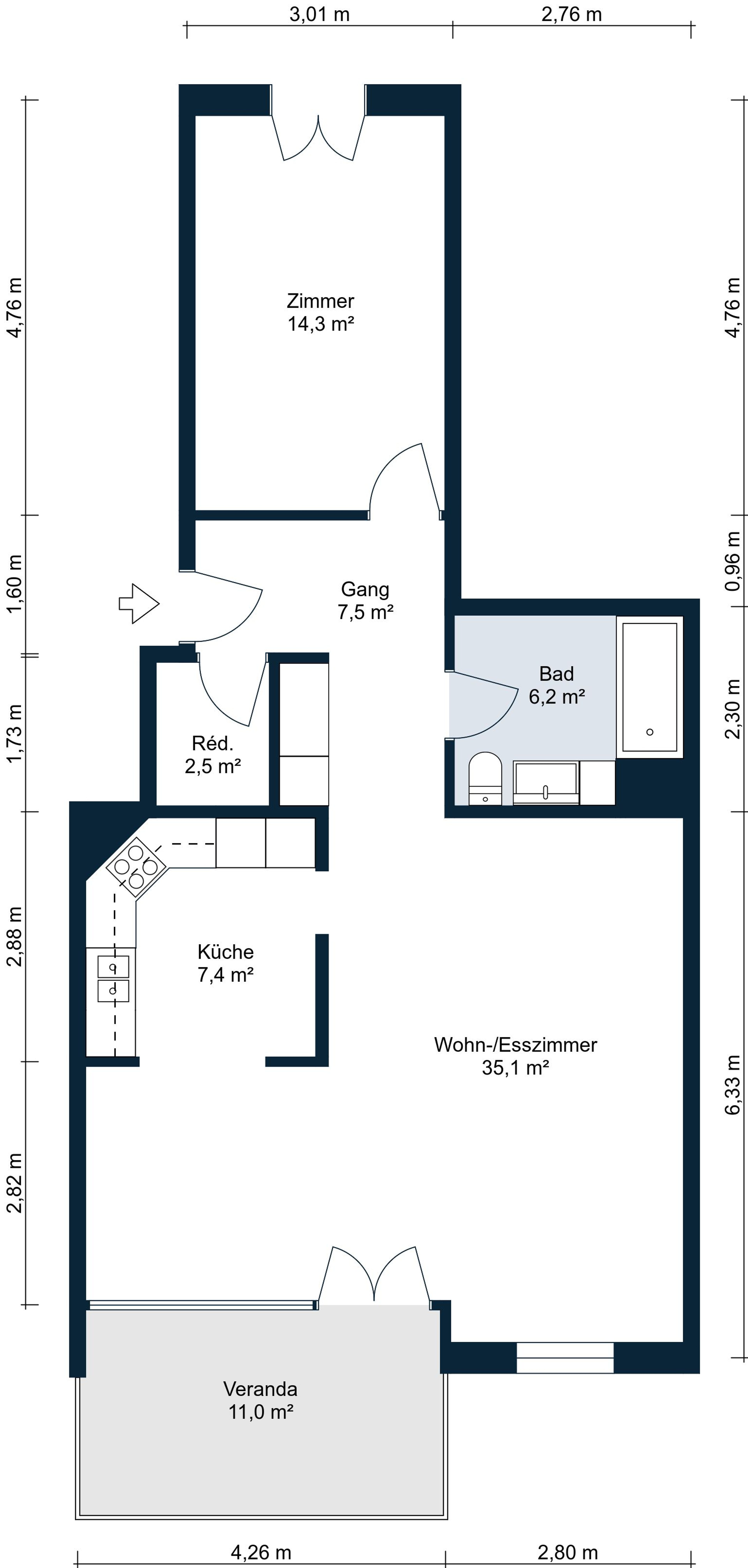 Wohnen mit Komfort: eigene Waschmaschine, grosser Balkon & viel Platz - 16