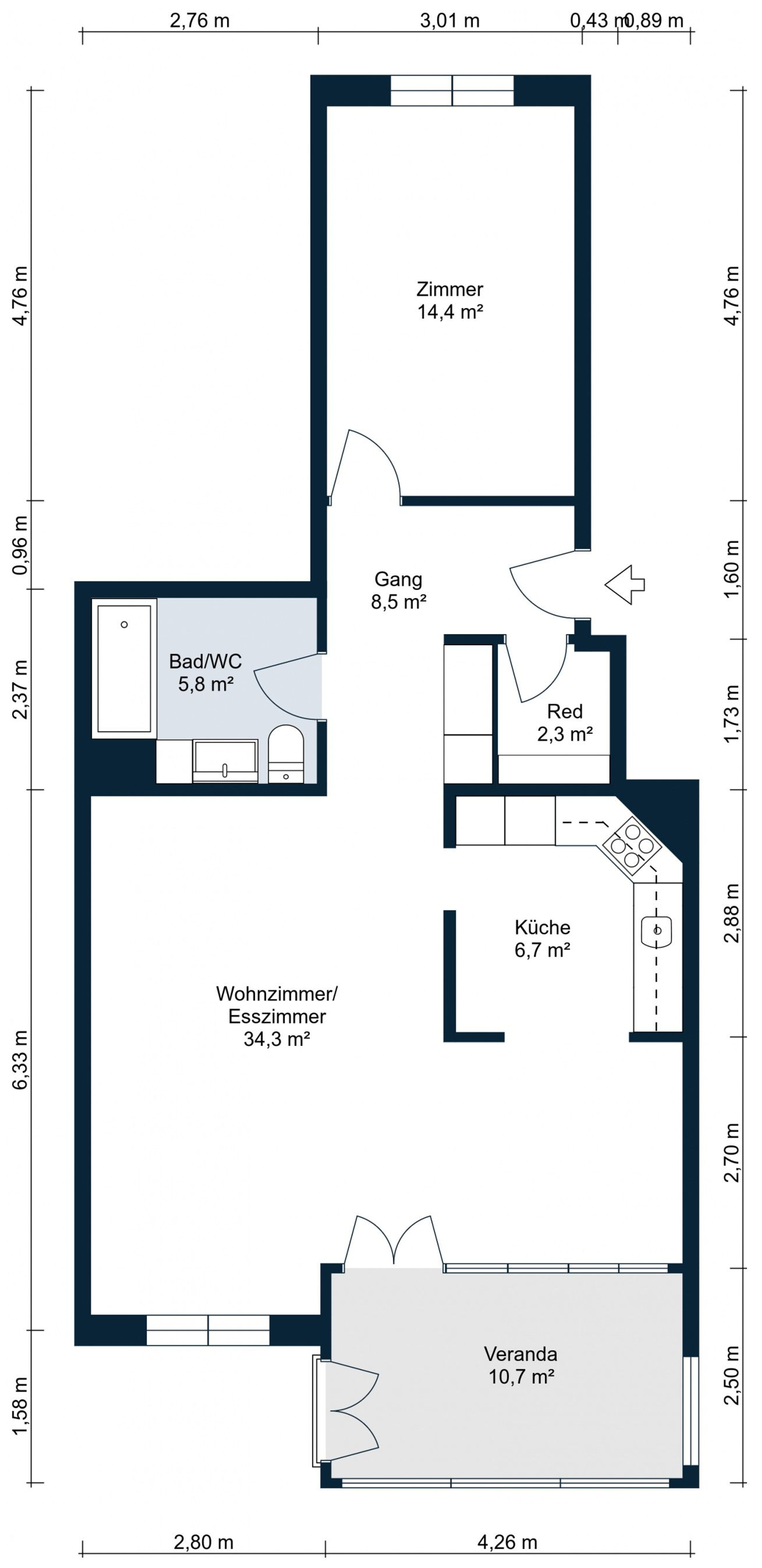 Grosszügige 2.5-Zimmerwohnung in grüner Oase - 16