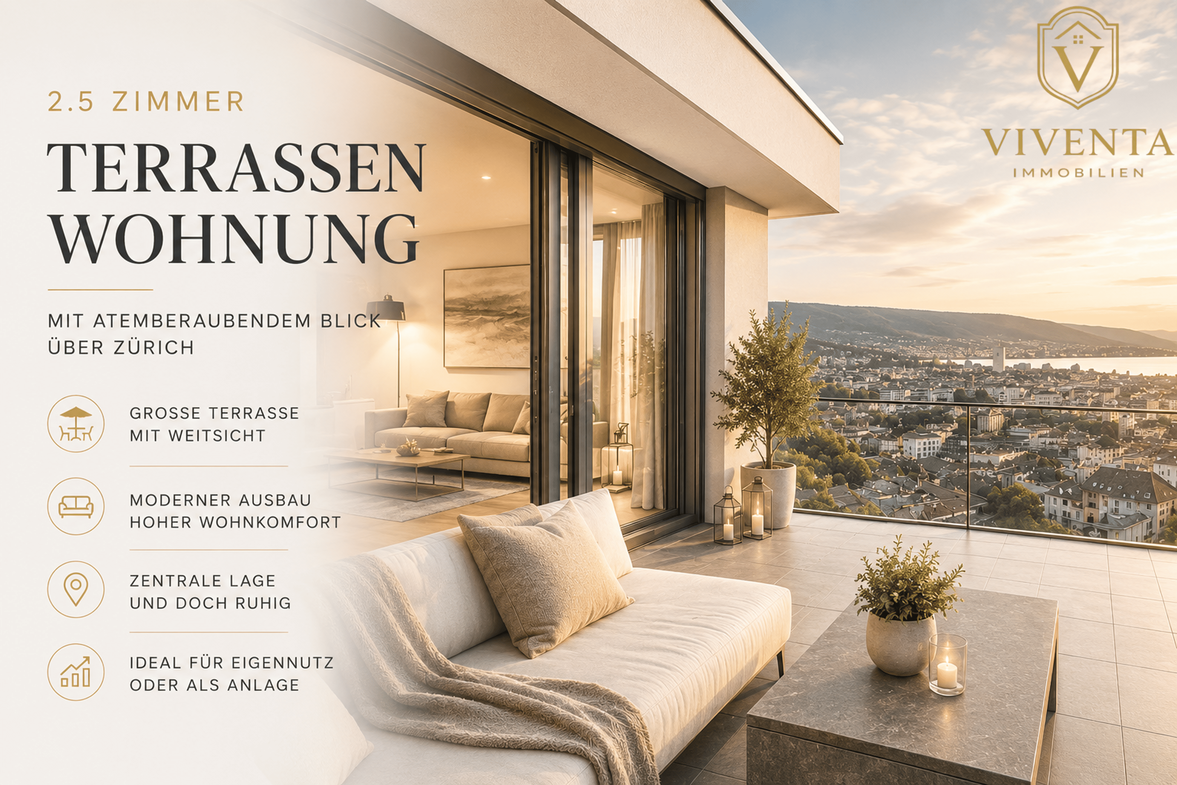 2.5-Zi. Terrassenwohnung mit Weitsicht kaufen in Zürich - 1