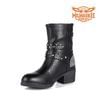 Ladies Zippered Black Multi-Studded Buckle Boots By Milwaukee Riders®