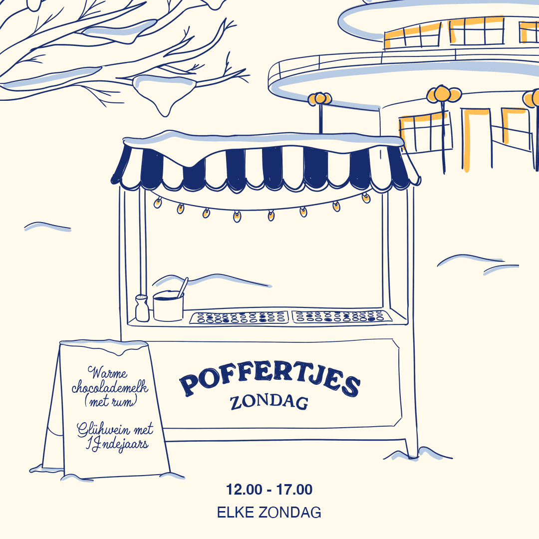 Blauwe theehuis artwork poffertjes