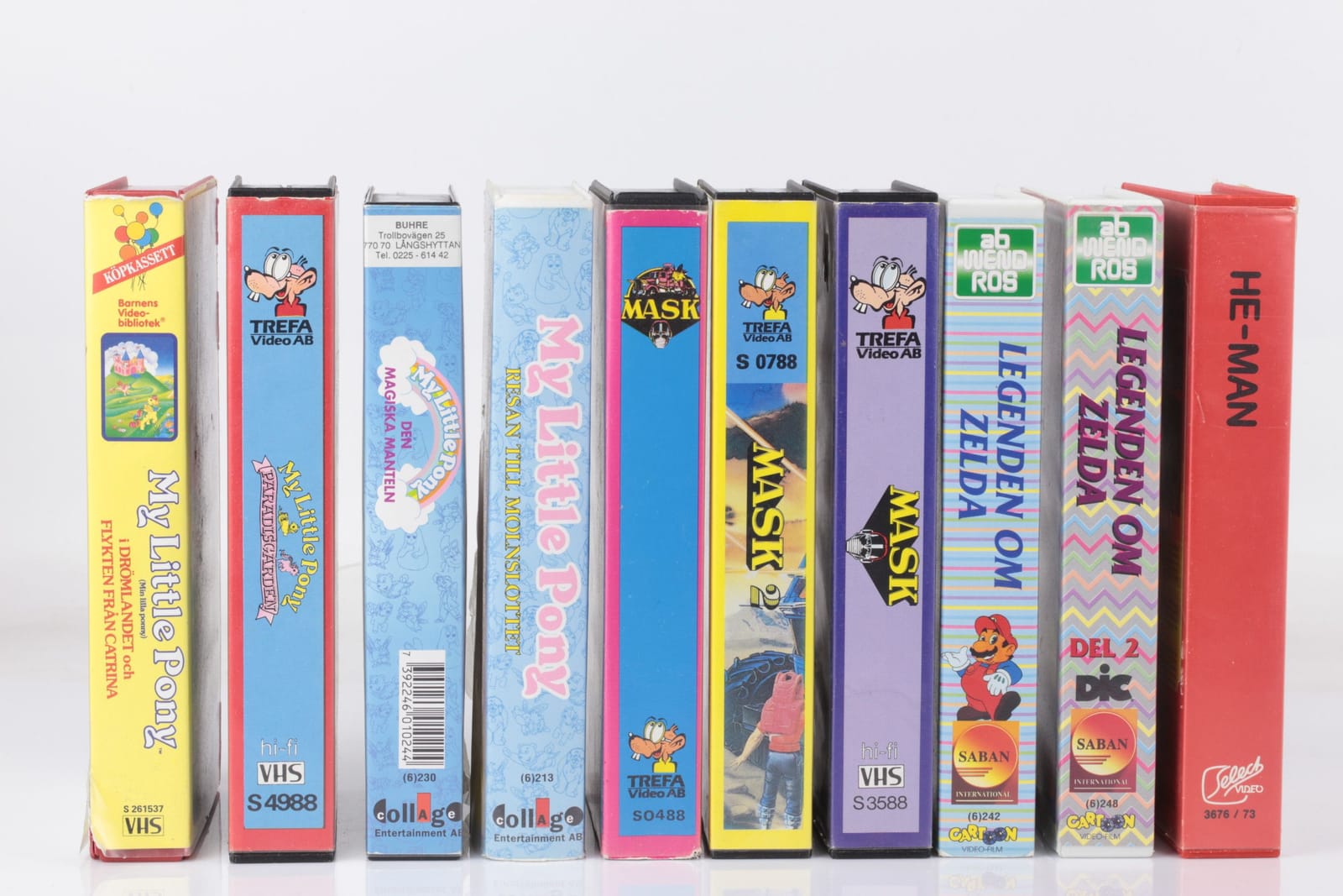 VHS-FILMER, tio st, "My little Pony", "Mask", "Legenden om Zelda", samt "He-Man", 1980-1990-tal