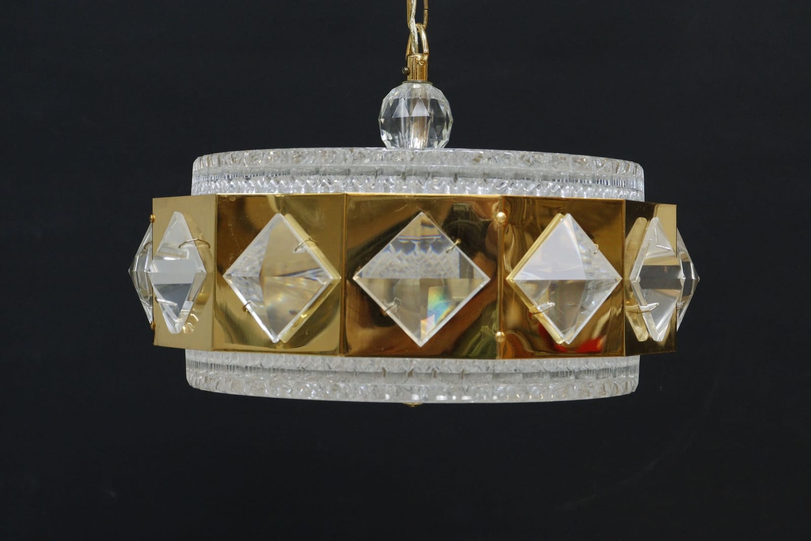 Taklampa, mässing med glas