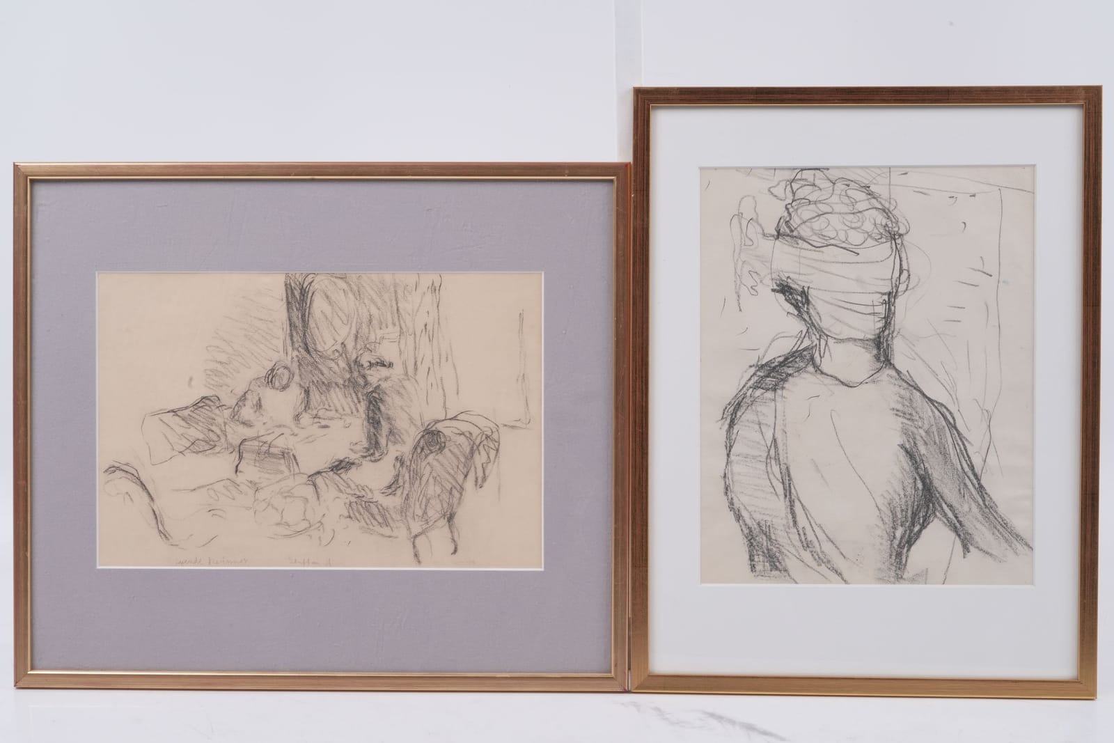 STAFFAN HALLSTRÖM (1914-1976), blyerts/kol, 2 st