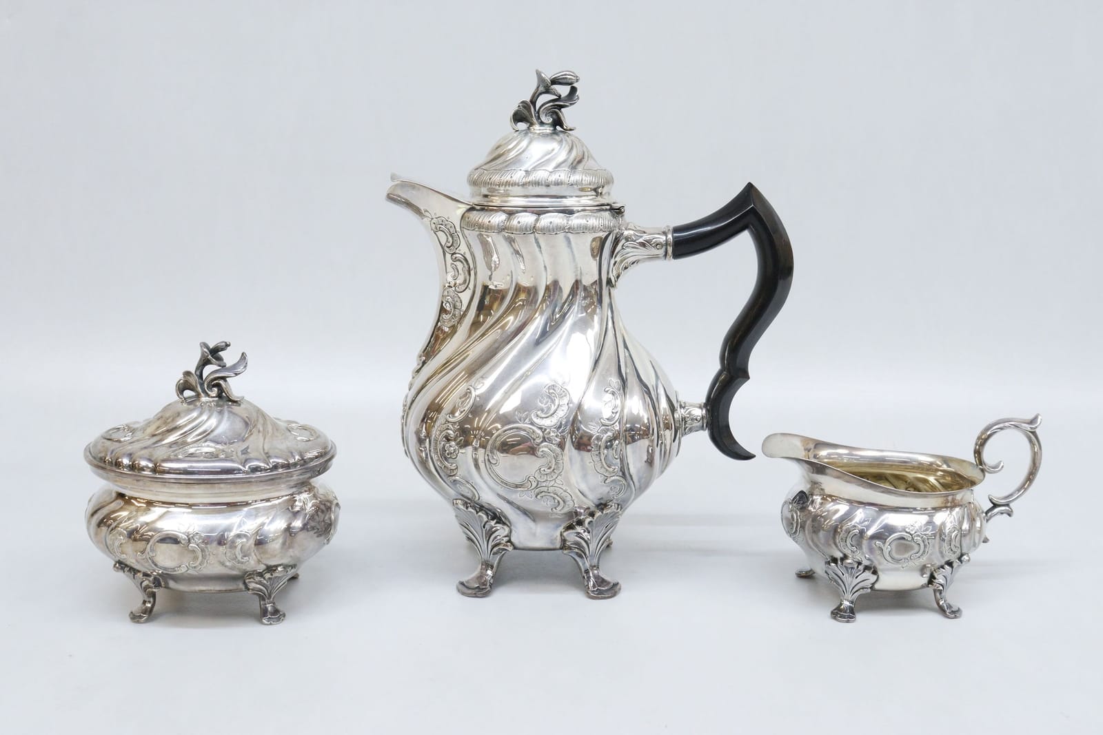 Kaffeservis, silver, vikt 1325 gram, C.G. Hallberg 1950-tal