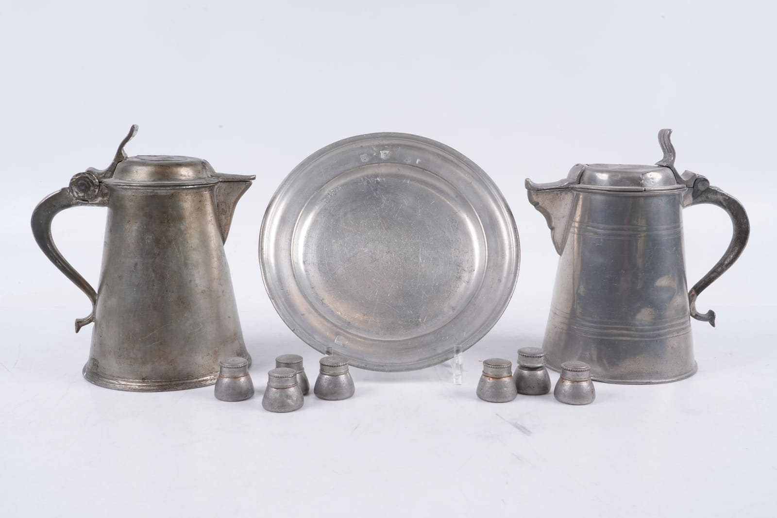 OLJEDOSOR /ARMOLDOSOR, 7 st, stop, 2 st, samt fat, tenn, 1800-tal