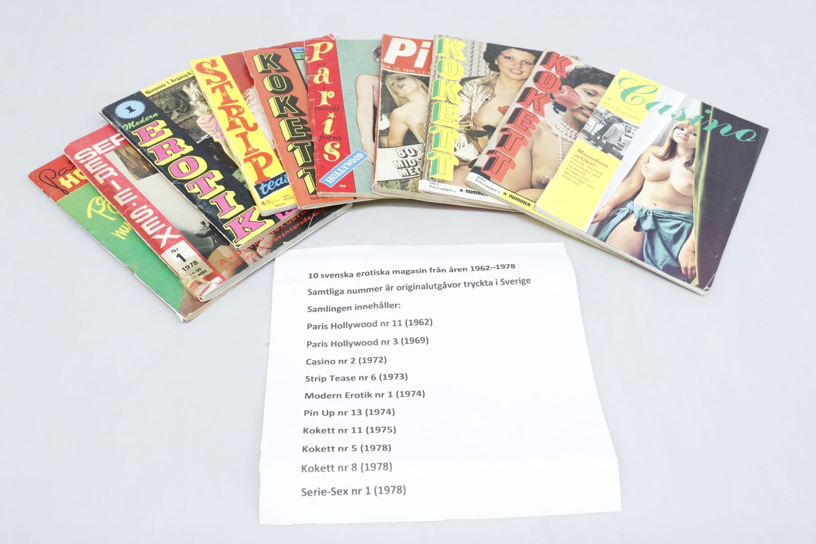 Erotiska tidningar, 10st, 1962-1978