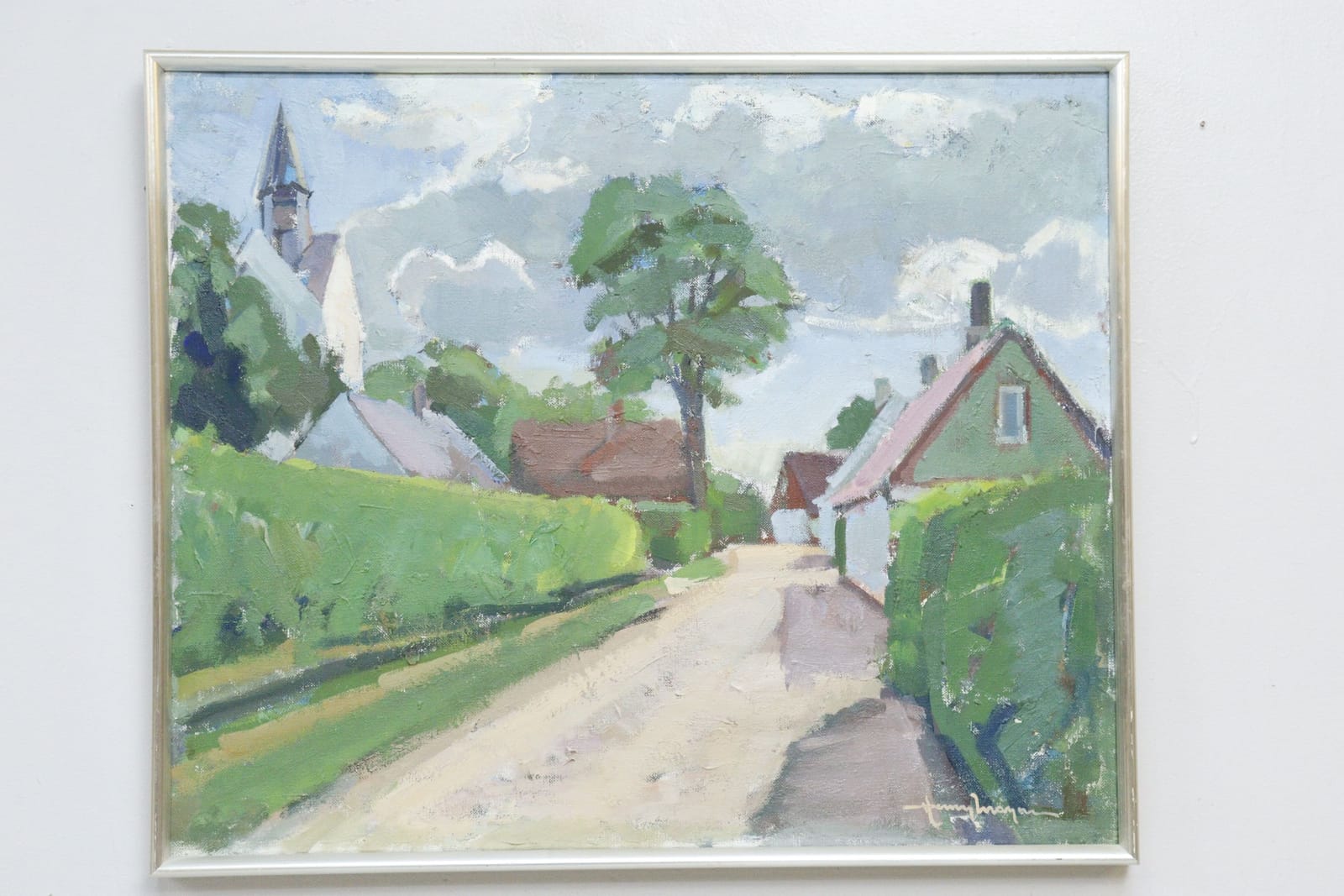 Henry Mayne, olja på duk, Bygata, signerad