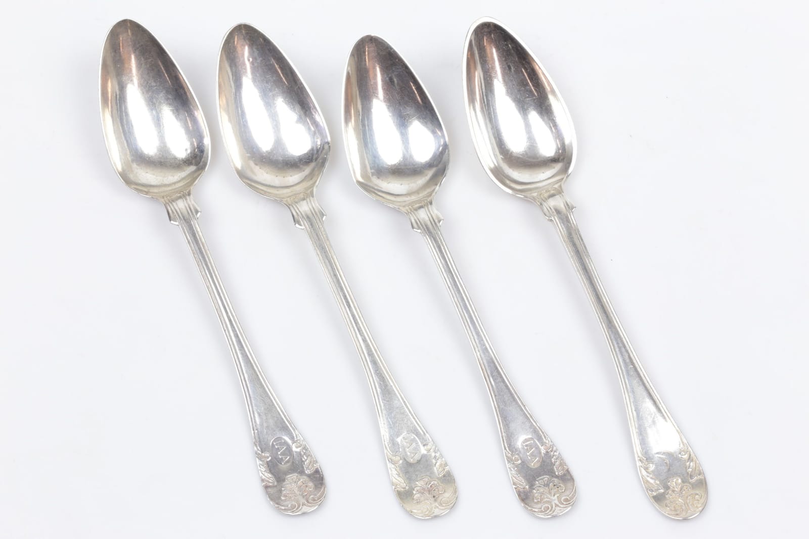 DESSERTSKEDAR, 3+1 st, silver, "Gammal fransk", 1800-tal, ca 59,27 g