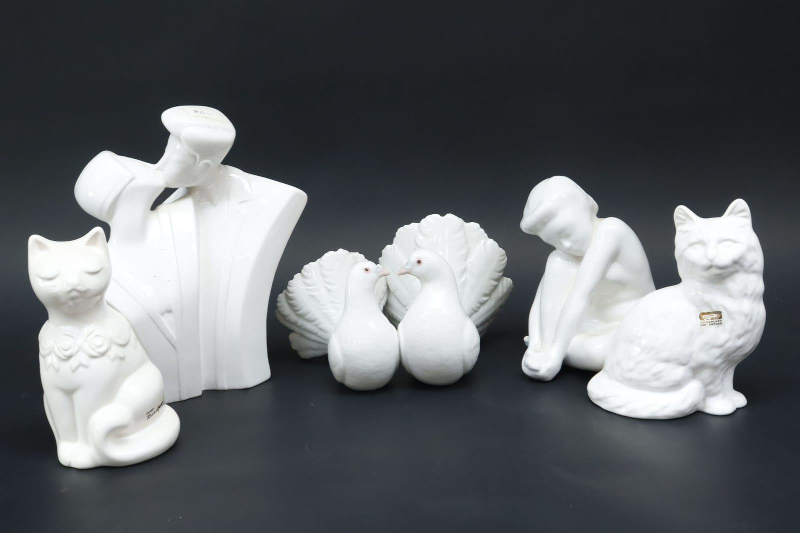 Figuriner, 5st, bla Lladro, Söholm och Jie