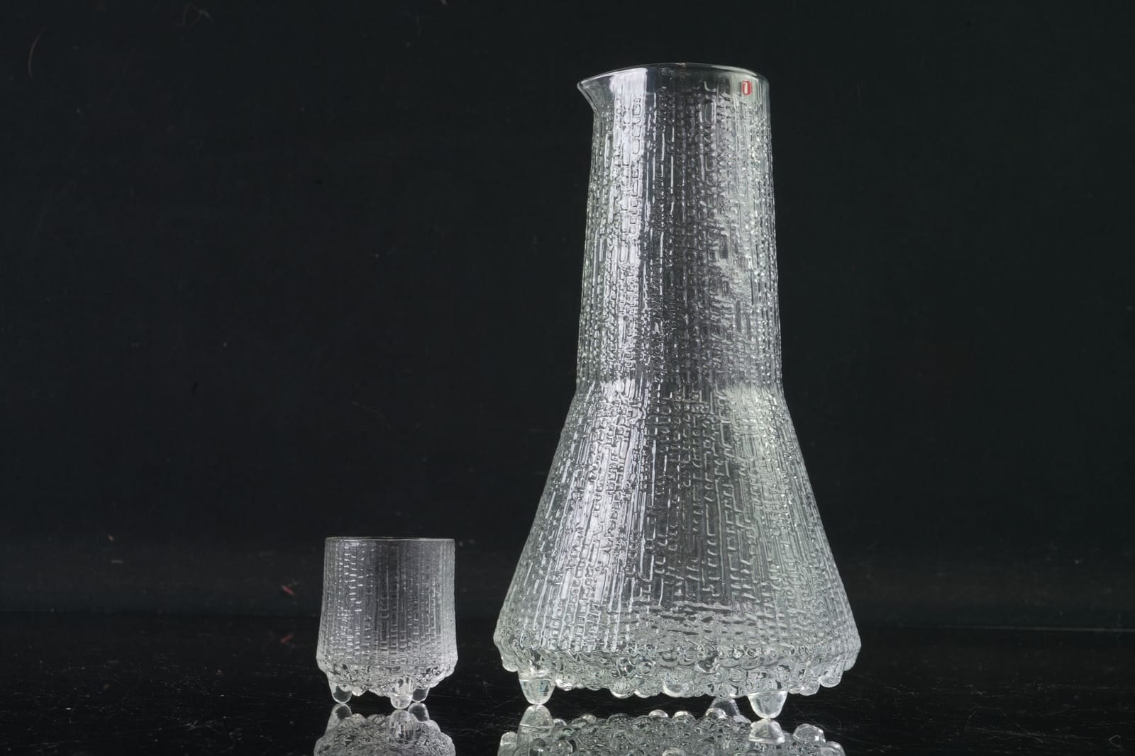 TAPIO WIRKKALA (1915-1985), karaff, samt snapsglas, 10 st, "Ultima Thule", Iittala