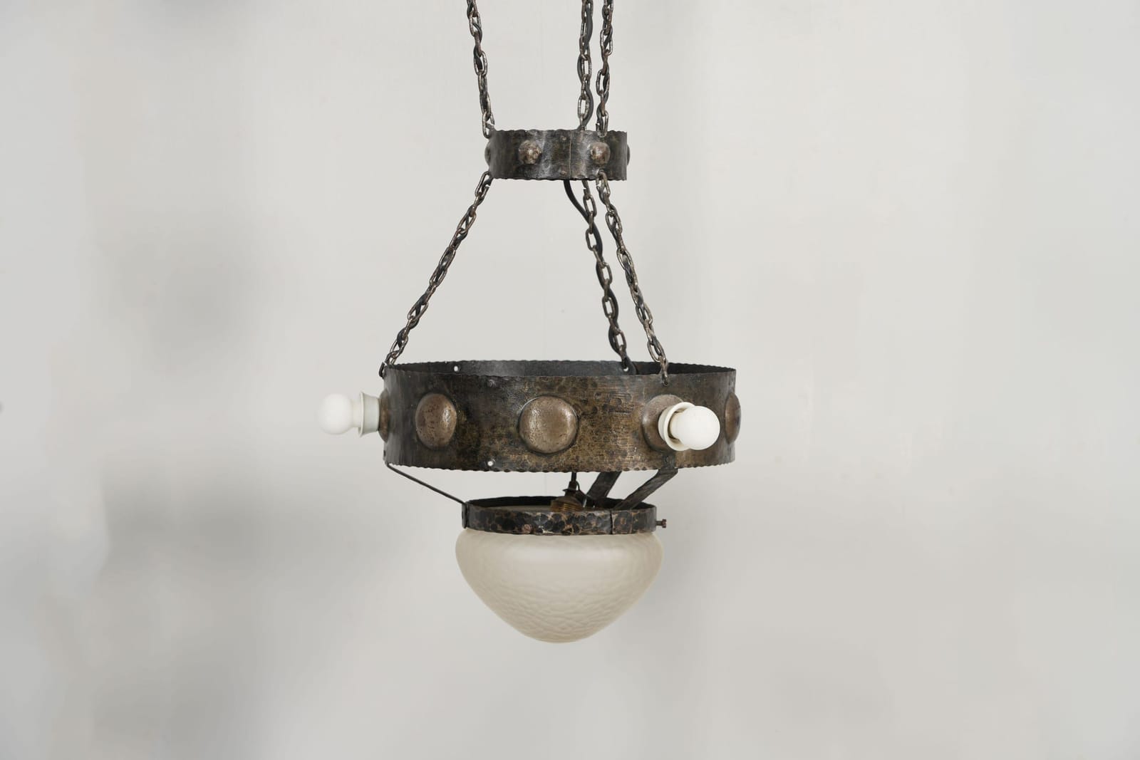 TAKLAMPA, glas/koppar, 1900-talets förra hälft