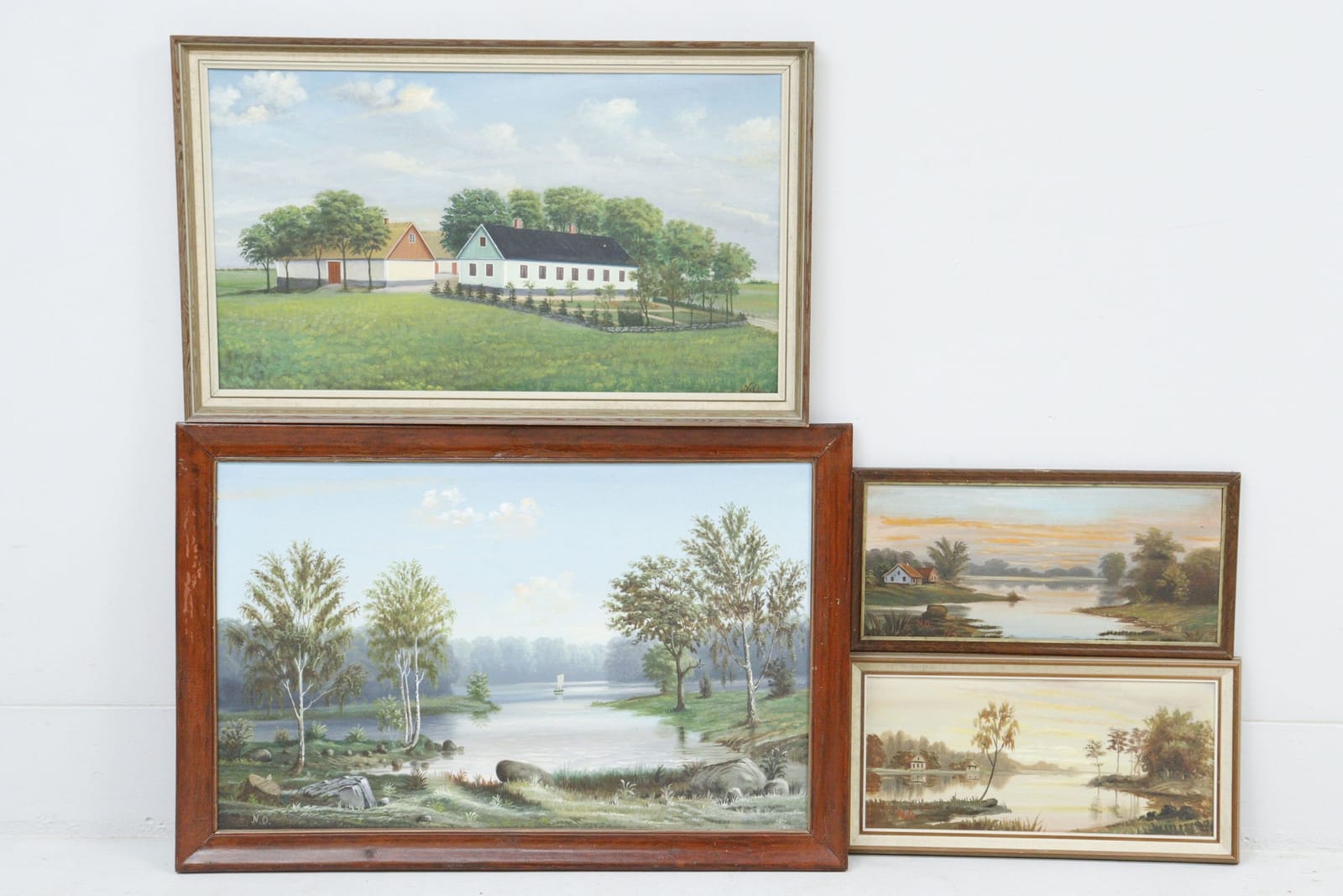 N.O Komstad, 4st, olja på duk/pannå, monogramsignerade N.O