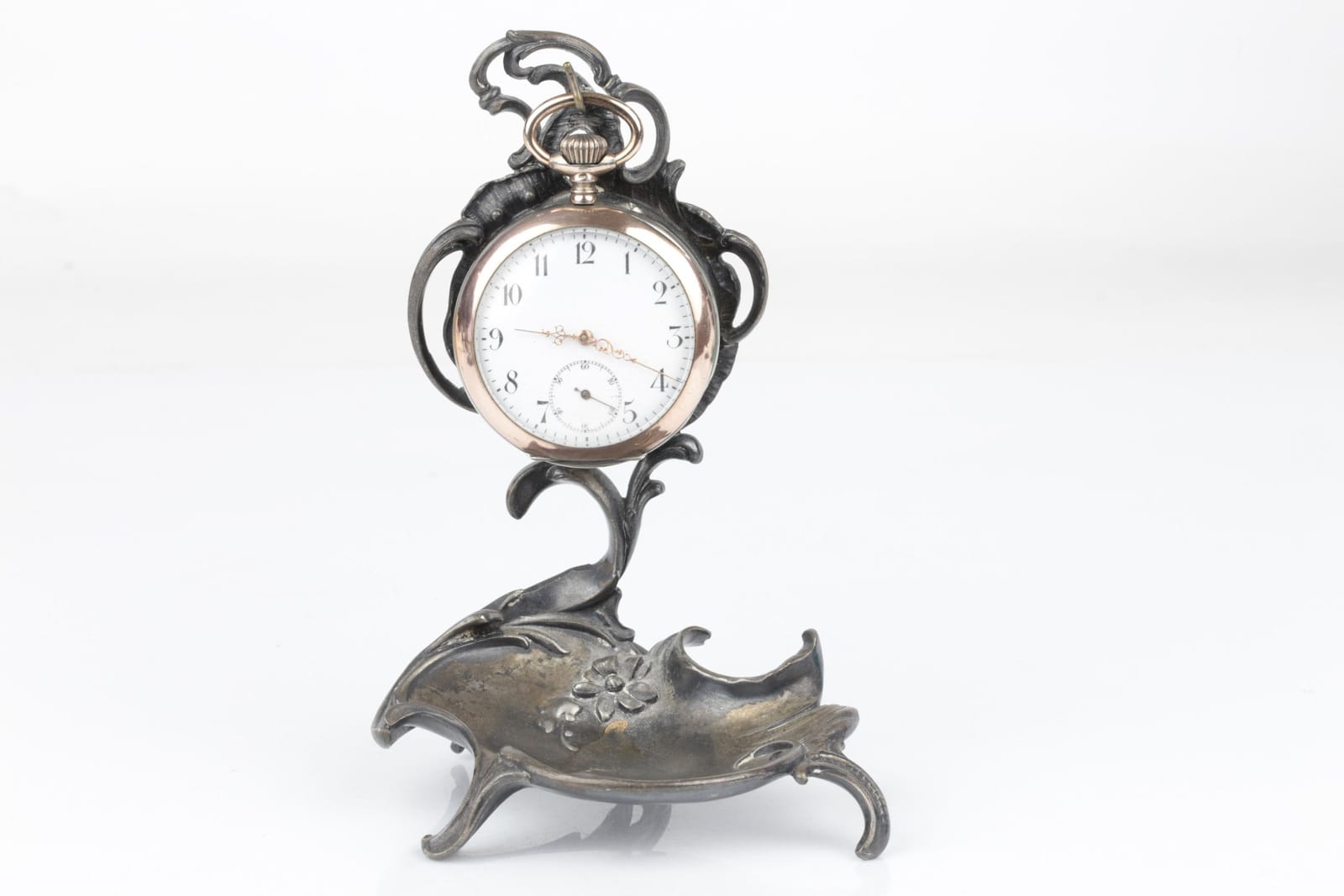 FICKUR, underhaltigt silver 800/1000, samt KLOCKSTÄLL, 1800/1900-tal