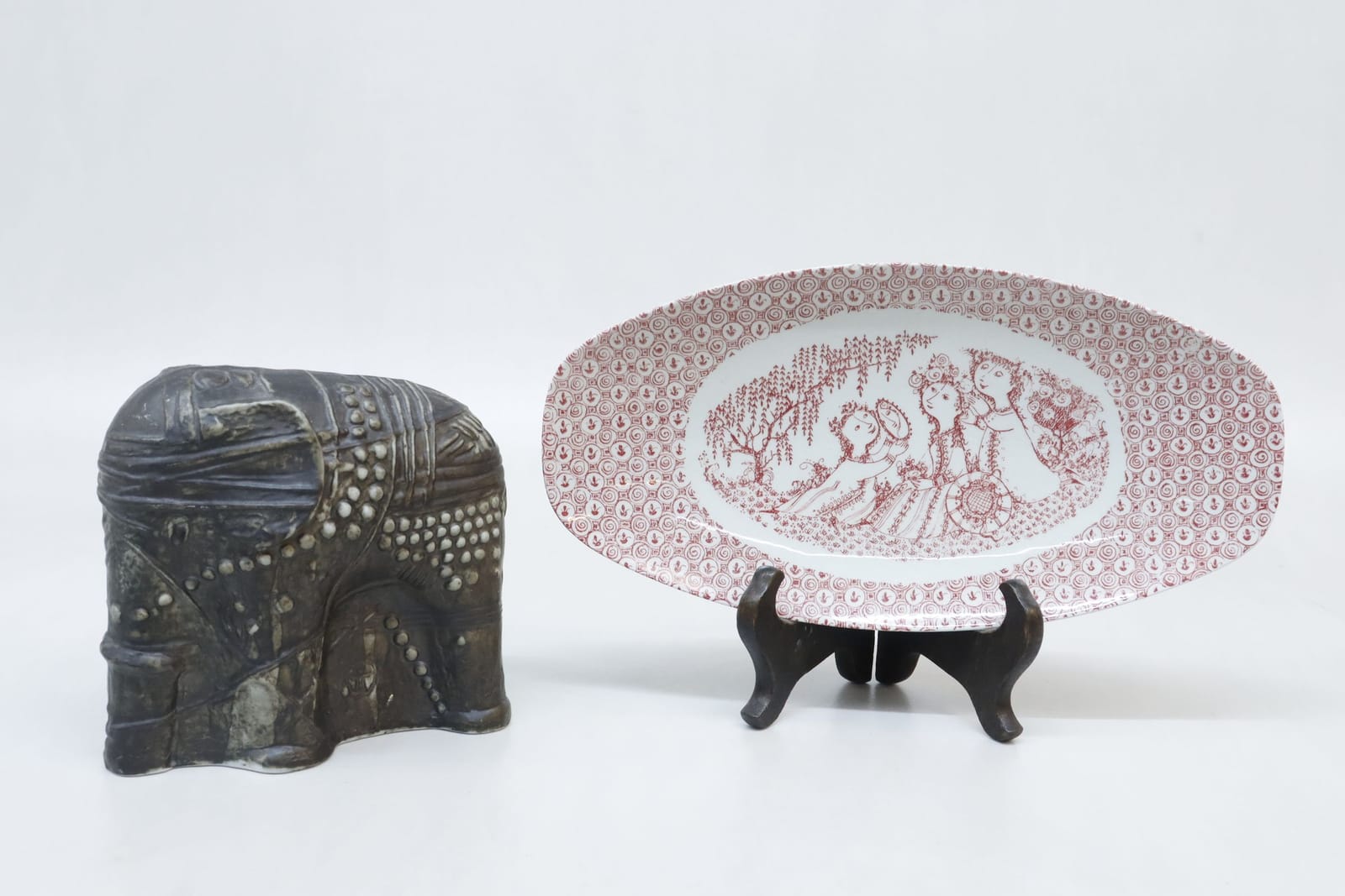 Figurin, Bertil Vallien, rörstrand, samt fat, Björn Wiinblad, Rosenthal